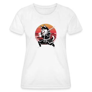 Husky Samurai Warrior With Katana Before Retro - Women's Functional T-Shirt - white - Front - AI Model Female 172 dark (172cm)