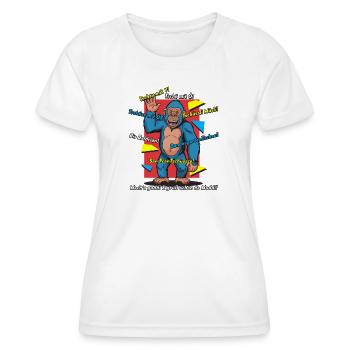 Bunter Spruch-Gorilla Cartoon. Abschiedssprüche - Frauen Funktions-T-Shirt - Weiß - Vorne - AI Model Female 172 dark (172cm)