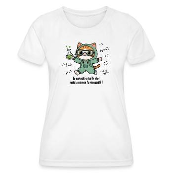 Curiosity has killed the cat, science... - Women's Functional T-Shirt - white - Front - AI Model Female 172 dark (172cm)
