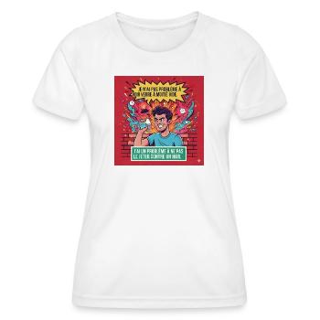 Glas gegen Wand, Retro-Humor - Frauen Funktions-T-Shirt - Weiß - Vorne - AI Model Female 172 dark (172cm)