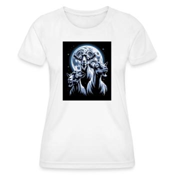 Three goats in front of full moon and starry night - Women's Functional T-Shirt - white - Front - AI Model Female 172 dark (172cm)