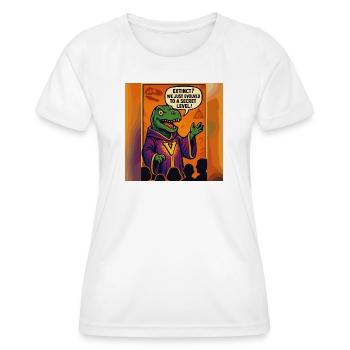 Geheimer Level Dinosaurier – Lustiges Verschwörung - Frauen Funktions-T-Shirt - Weiß - Vorne - AI Model Female 172 dark (172cm)