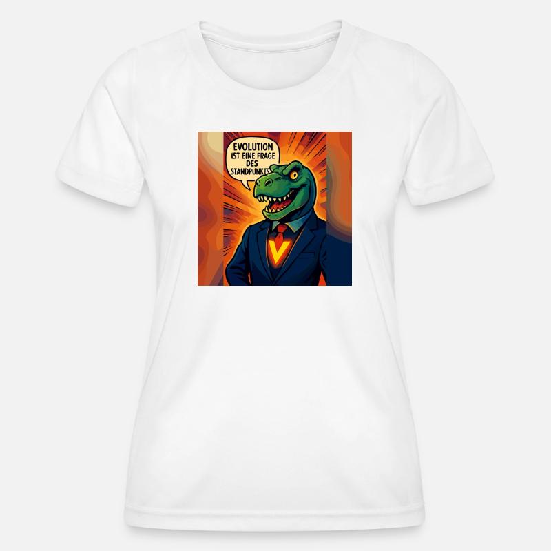 Dino in a suit – evolution is a matter of opinion - Women's Functional T-Shirt - white