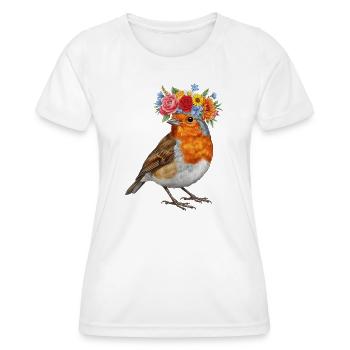 Rouge-gorge floral - T-shirt sport Femme - blanc - Devant - AI Model Female 172 dark (172cm)