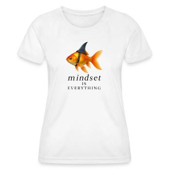 Goldfish Mindset Harness Design, Motivierend - Frauen Funktions-T-Shirt - Weiß - Vorne - AI Model Female 172 dark (172cm)