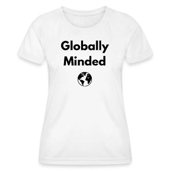 Globally Minded – Travel Shirt - Frauen Funktions-T-Shirt - Weiß - Vorne - AI Model Female 172 dark (172cm)