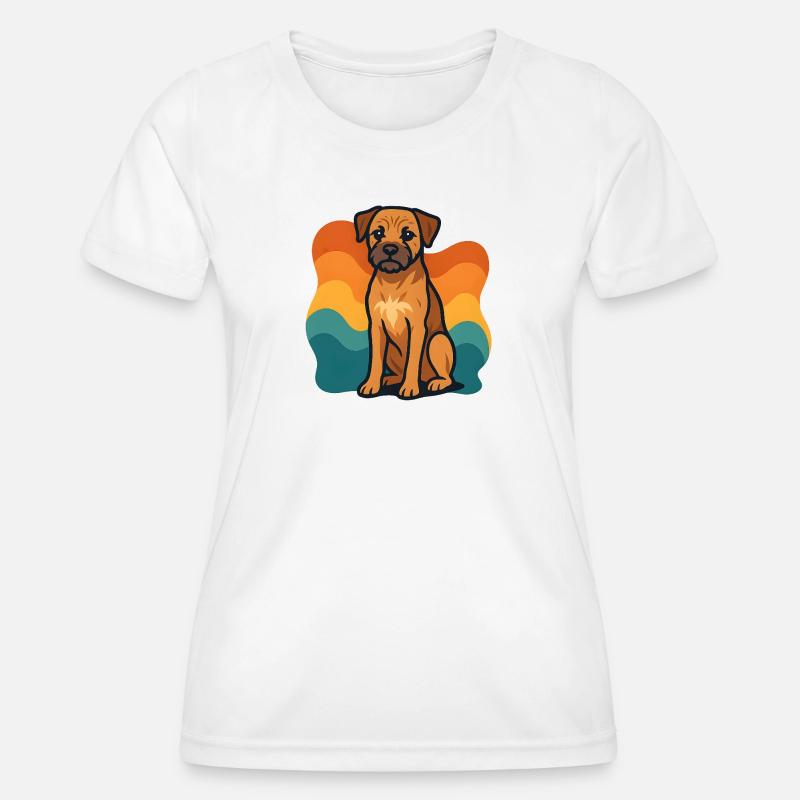 Colorful Border Terrier Dog with Wave Pattern - Women's Functional T-Shirt - white