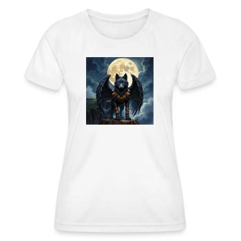 Geflügelter Wolf bei Vollmond - Frauen Funktions-T-Shirt - Weiß - Vorne - AI Model Female 172 dark (172cm)
