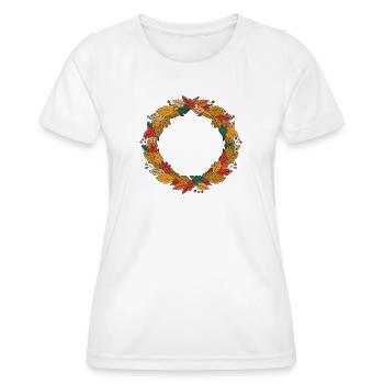 Autumn Leaf Wreath Circle - Women's Functional T-Shirt - white - Front - AI Model Female 172 dark (172cm)