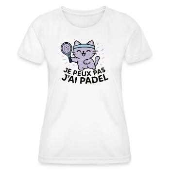 Laughing Padel Cat with Blue Headband - Women's Functional T-Shirt - white - Front - AI Model Female 172 dark (172cm)