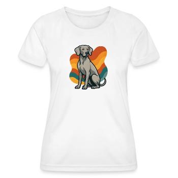 weimaranerWHund im Retro-Wellenmuster - Frauen Funktions-T-Shirt - Weiß - Vorne - AI Model Female 172 dark (172cm)