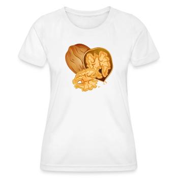 Detailreiche Walnuss mit geöffneter Nuss - Frauen Funktions-T-Shirt - Weiß - Vorne - AI Model Female 172 dark (172cm)