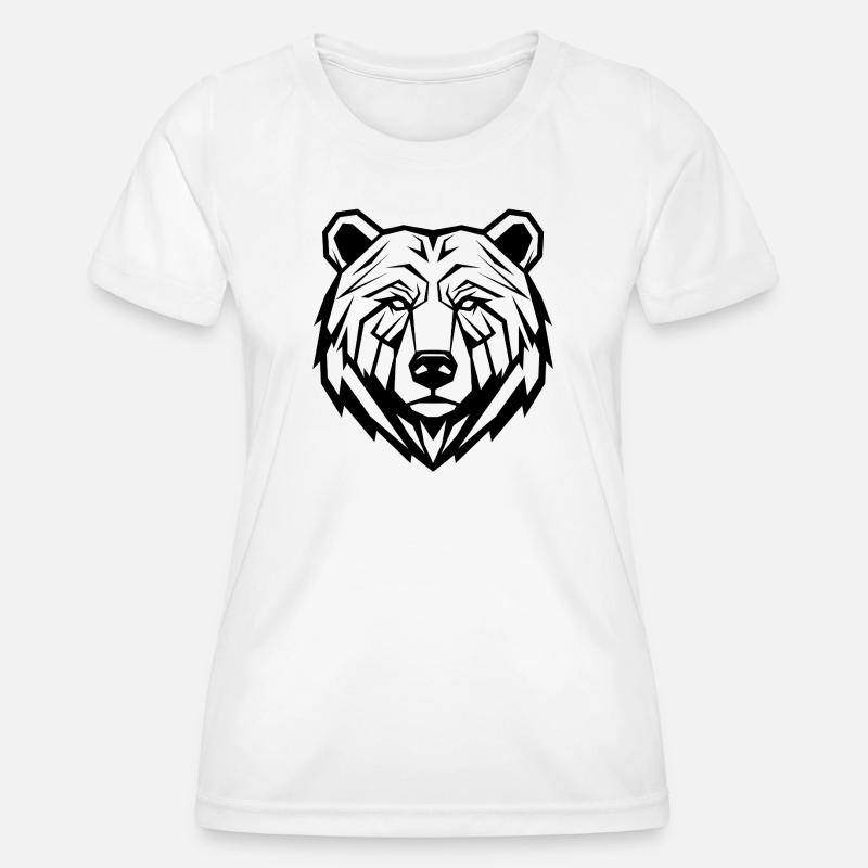 Geometric Bear Line Art - Women's Functional T-Shirt - white
