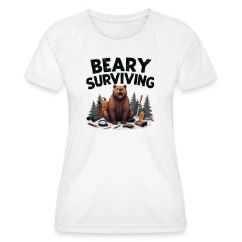 Beary Surviving : T-shirt Wilderness Gear - T-shirt sport Femme - blanc - Devant - AI Model Female 172 dark (172cm)