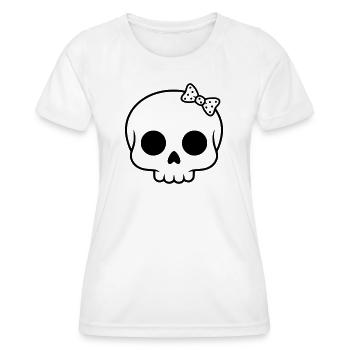 Tête de mort mignonne avec nœud | Girly Goth - T-shirt sport Femme - blanc - Devant - AI Model Female 172 dark (172cm)