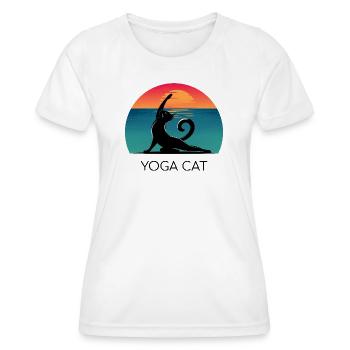 Yoga Cat – Entspanntes Design für Katzenfans - Frauen Funktions-T-Shirt - Weiß - Vorne - AI Model Female 172 dark (172cm)