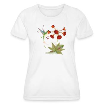 Colibri rencontre la fleur de la cloche d’aspiration - motif amusant - T-shirt sport Femme - blanc - Devant - AI Model Female 172 dark (172cm)