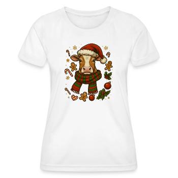 Vache à Noël - T-shirt sport Femme - blanc - Devant - AI Model Female 172 dark (172cm)