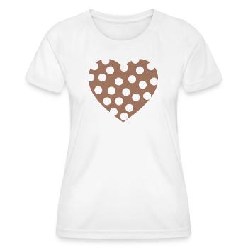 Cœur mocha troué  - T-shirt sport Femme - blanc - Devant - AI Model Female 172 dark (172cm)
