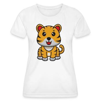Tiger-Karikatur - Frauen Funktions-T-Shirt - Weiß - Vorne - AI Model Female 172 dark (172cm)