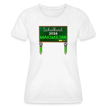 SCHULKIND 2026 MAXIMILIAN GRUNDSCHULE FUßBALL - Frauen Funktions-T-Shirt - Weiß - Vorne - AI Model Female 172 dark (172cm)