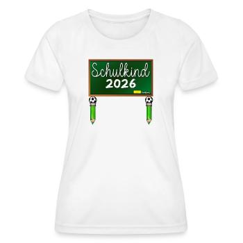 Einschulung Schulkind 2026 Schulanfang Fussball - Frauen Funktions-T-Shirt - Weiß - Vorne - AI Model Female 172 dark (172cm)