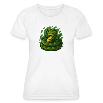Grüne Cartoon Anakonda Schlange in Wave Swell - Frauen Funktions-T-Shirt - Weiß - Vorne - AI Model Female 172 dark (172cm)