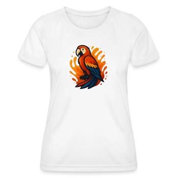 Fire Flaming Macaw Parrot Illustration - Women's Functional T-Shirt - white - Front - AI Model Female 172 dark (172cm)