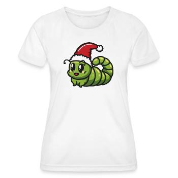 Worm Christmas - Women's Functional T-Shirt - white - Front - AI Model Female 172 dark (172cm)