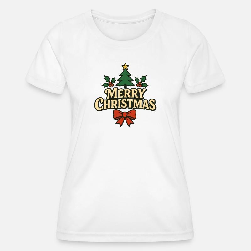 Merry Christmas Tree Bow - Women's Functional T-Shirt - white