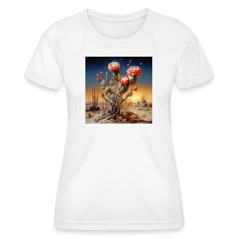 Cactus flowers in sunset - Women's Functional T-Shirt - white - Front - AI Model Female 172 dark (172cm)