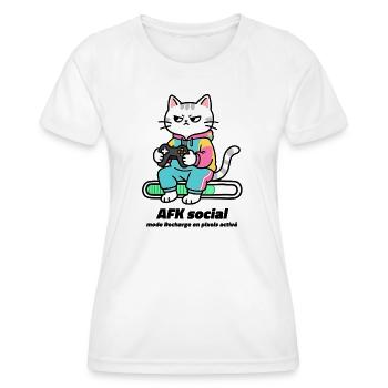 Gamer AFK Social, Pixel-Lademodus aktiviert - Frauen Funktions-T-Shirt - Weiß - Vorne - AI Model Female 172 dark (172cm)