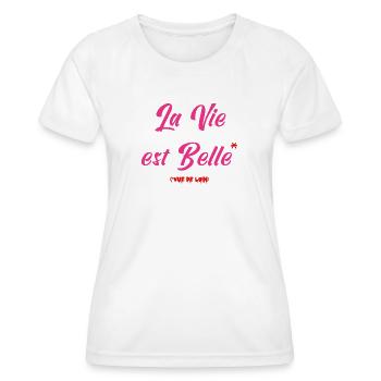 DAS LEBEN IST GUT! (Blick aus der Ferne) - Frauen Funktions-T-Shirt - Weiß - Vorne - AI Model Female 172 dark (172cm)