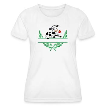 Kalb-Lorbeerkranz mit Namensraum - Frauen Funktions-T-Shirt - Weiß - Vorne - AI Model Female 172 dark (172cm)