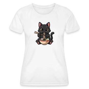 Black cat greedy ramen - Women's Functional T-Shirt - white - Front - AI Model Female 172 dark (172cm)
