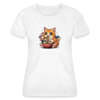 Kawaii Ramen Cat Mount Fuji - Women's Functional T-Shirt - white - Front - AI Model Female 172 dark (172cm)