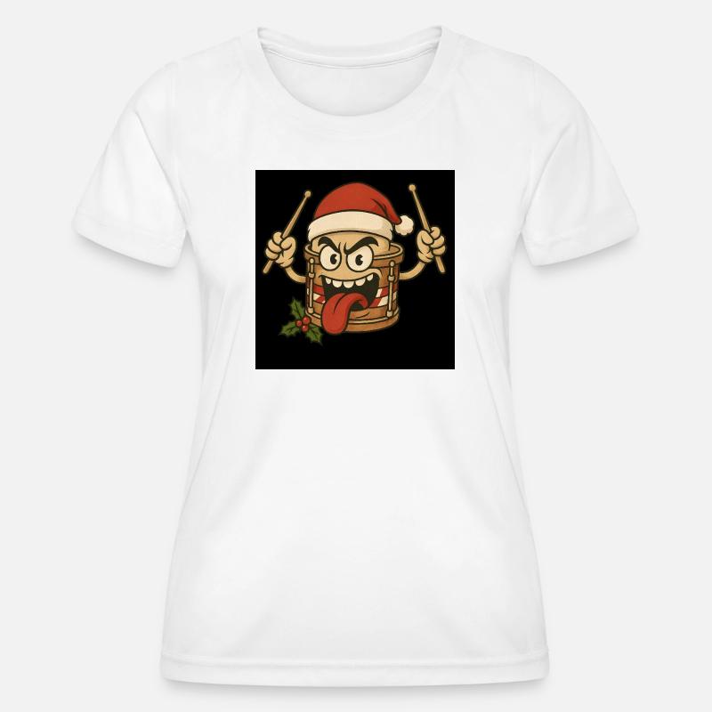 Christmas drum with a cheeky face - Women's Functional T-Shirt - white