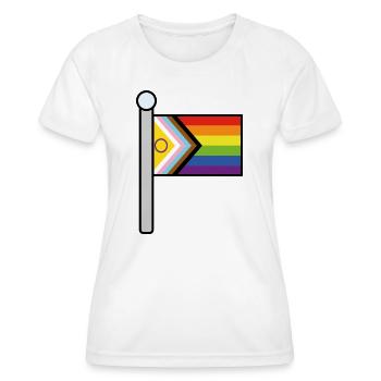 Inklusive Progress Pride Fahnenmast - Frauen Funktions-T-Shirt - Weiß - Vorne - AI Model Female 172 dark (172cm)
