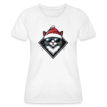 Chat Santa Noël - T-shirt sport Femme - blanc - Devant - AI Model Female 172 dark (172cm)