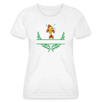 Fischlorbeerkranz mit Namensraum - Frauen Funktions-T-Shirt - Weiß - Vorne - AI Model Female 172 dark (172cm)