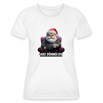 Père Noël agacé avec du café – Glace très fine - T-shirt sport Femme - blanc - Devant - AI Model Female 172 dark (172cm)