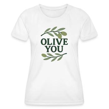 Olive You – Drôle de design branche d’olivier - T-shirt sport Femme - blanc - Devant - AI Model Female 172 dark (172cm)