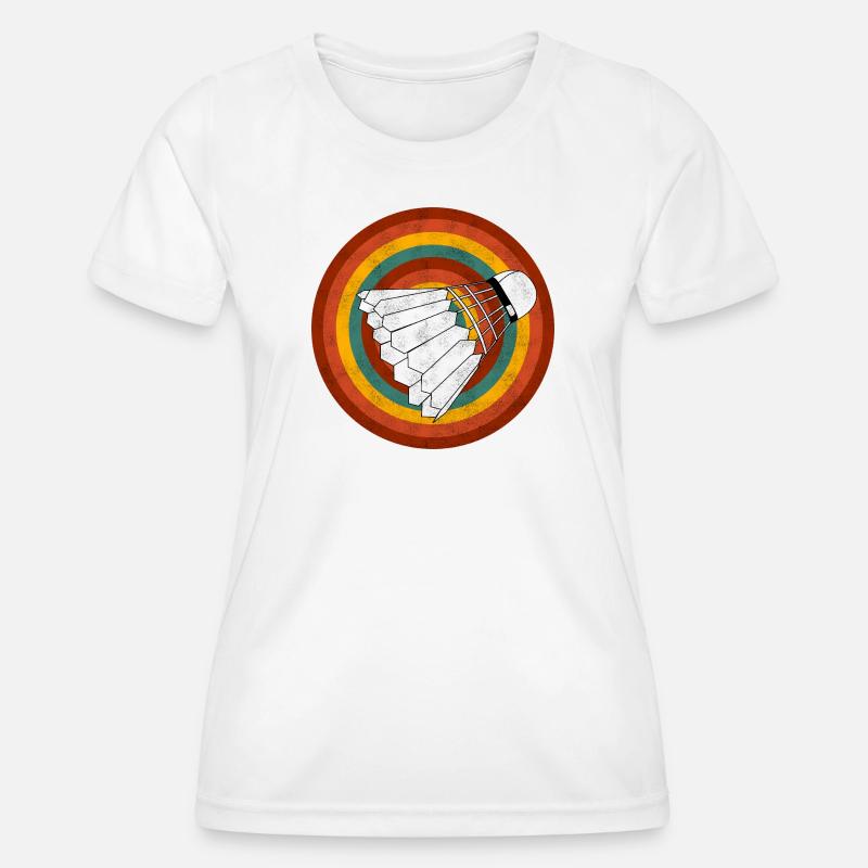 Retro Shuttlecock Neon Rings - Women's Functional T-Shirt - white