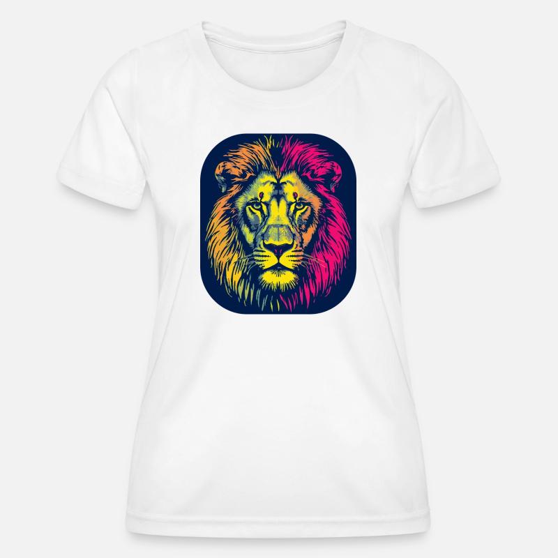 Neon Lion Head Pop Art - Women's Functional T-Shirt - white