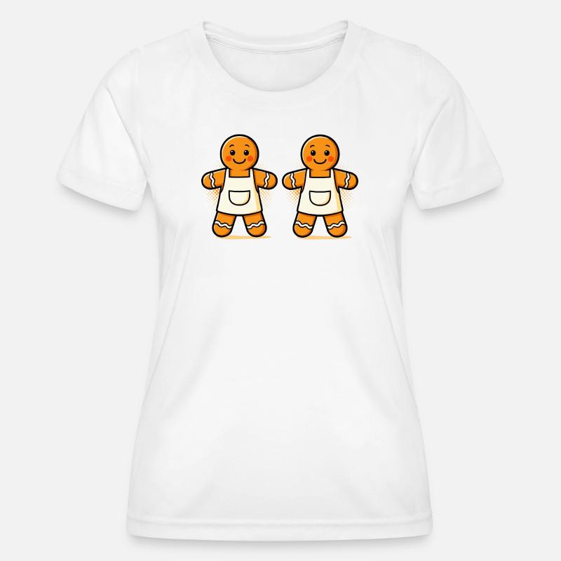 Gingerbread men with apron - Women's Functional T-Shirt - white
