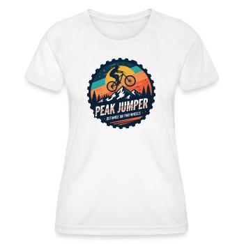 Peak Jumper Mountainbike-Abzeichen - Frauen Funktions-T-Shirt - Weiß - Vorne - AI Model Female 172 dark (172cm)