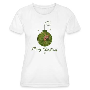 Green Christmas ball with pine cones - Women's Functional T-Shirt - white - Front - AI Model Female 172 dark (172cm)