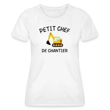Petit Chef de Chantier Engin de Construction Pelle - T-shirt sport Femme - blanc - Devant - AI Model Female 172 dark (172cm)