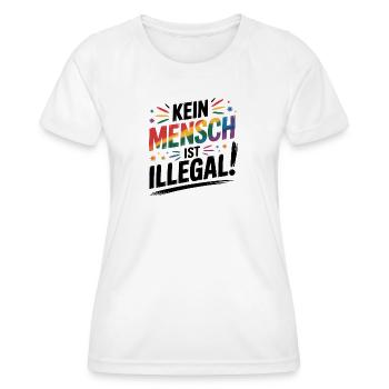 Personne n’est illégal - Logo Cool Pride - T-shirt sport Femme - blanc - Devant - AI Model Female 172 dark (172cm)