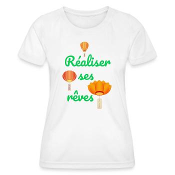 Réaliser ses rêves - T-shirt sport Femme - blanc - Devant - AI Model Female 172 dark (172cm)